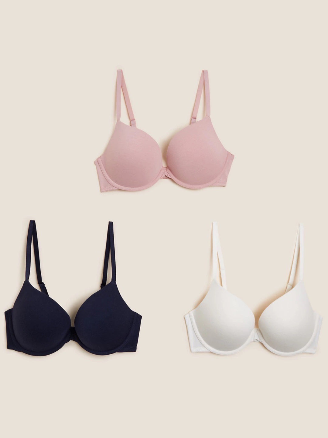 3 pack Cotton Wired Push up bras