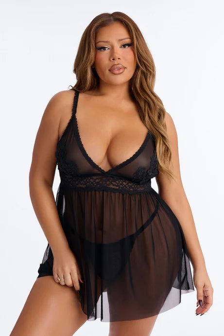 Sexy Sheer Mesh Babydoll Set