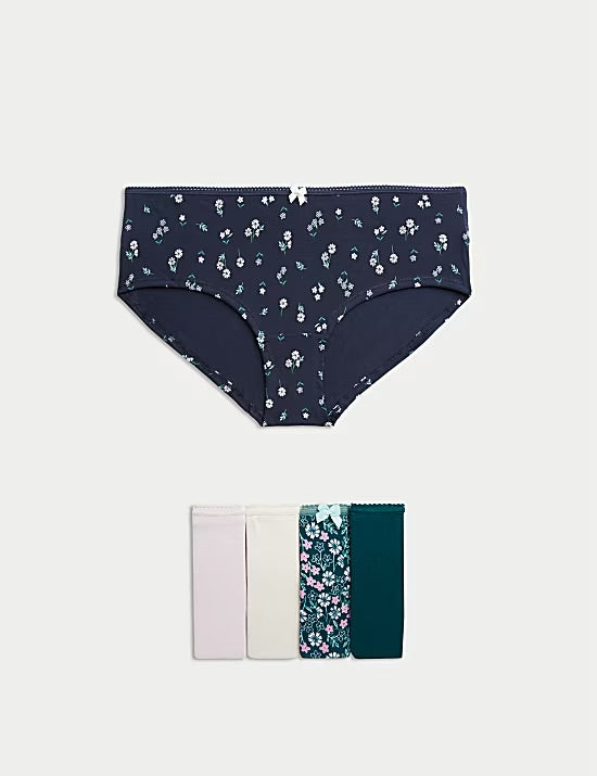 5pk Cotton Lycra™ Printed Low Rise Shorts