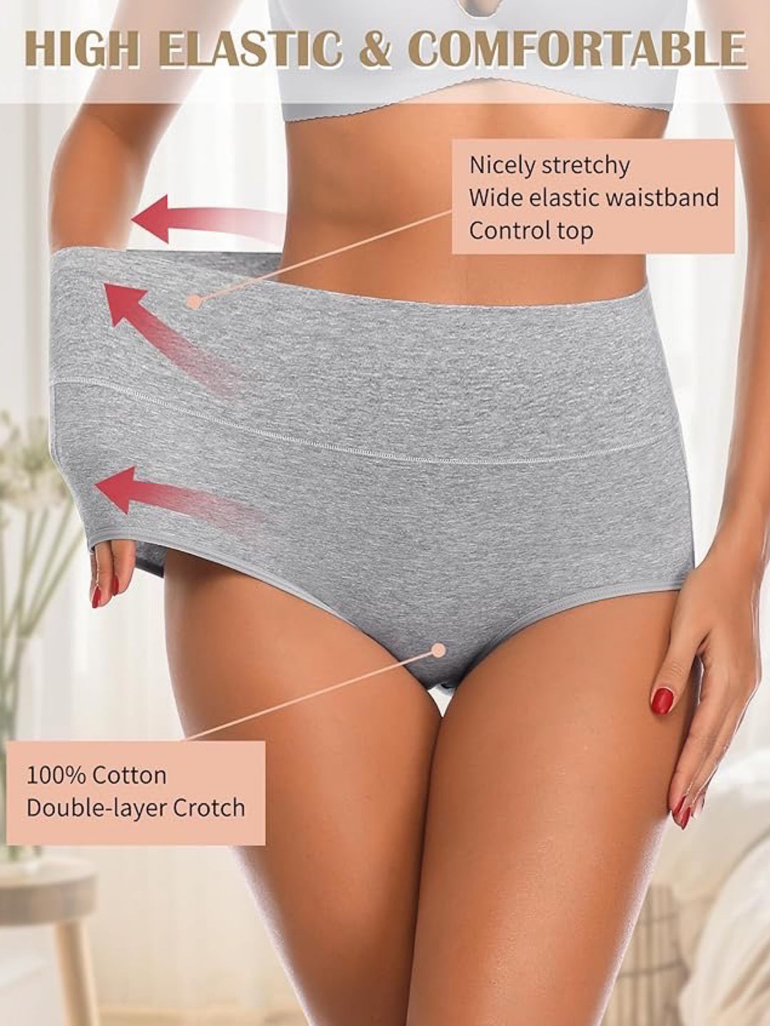Tummy Control High Waisted Cotton Postpartum Ladies Briefs