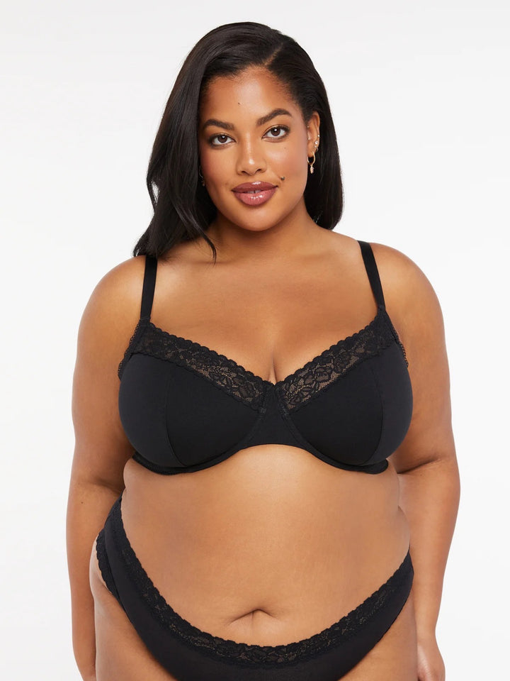 Cotton & Lace Unlined Bra