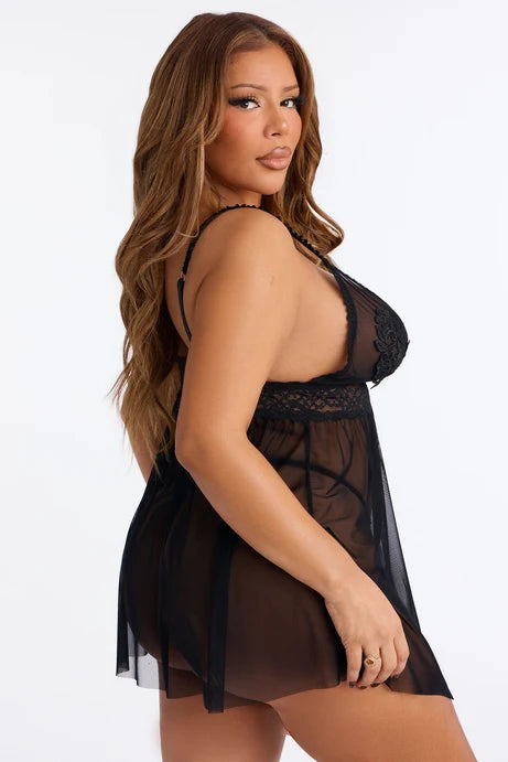 Sexy Sheer Mesh Babydoll Set