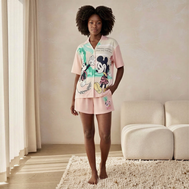 Print T-shirt & Shorts Cotton Pyjama Set