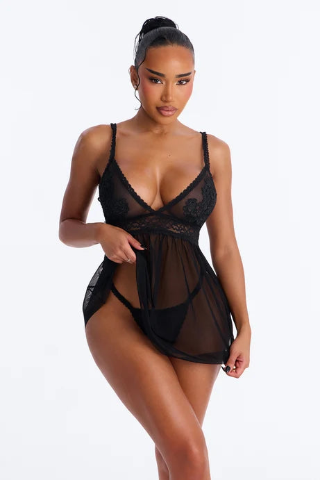Sexy Sheer Mesh Babydoll Set