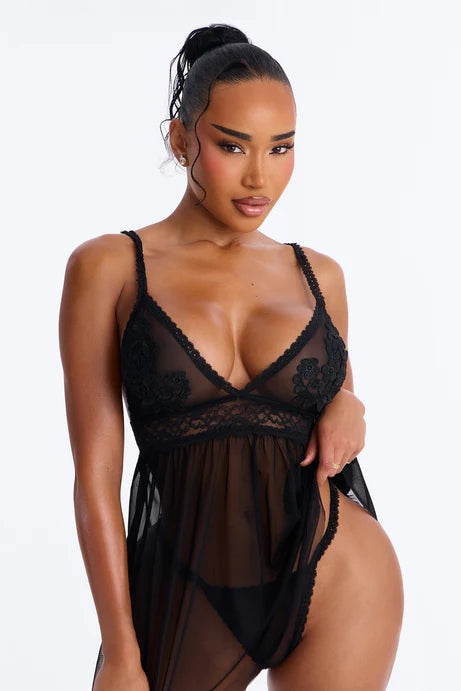 Sexy Sheer Mesh Babydoll Set