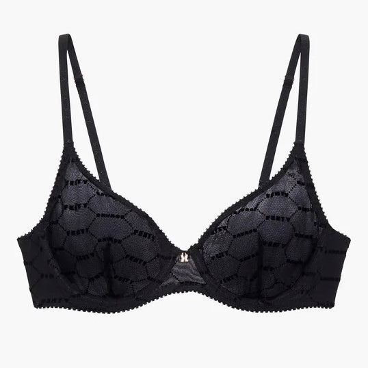 Flocked Logo Unlined Bra