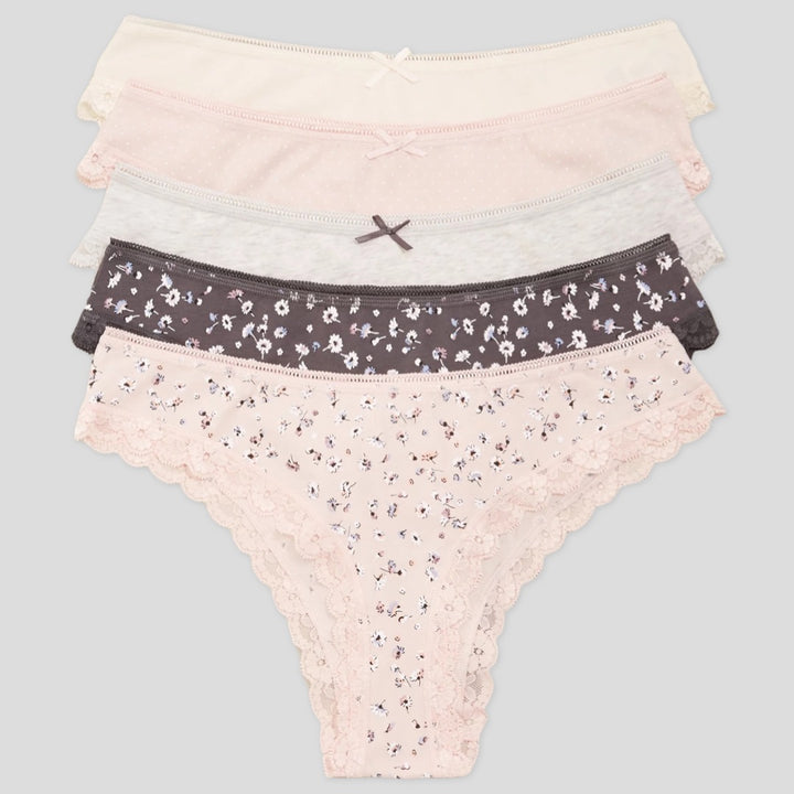 5 pack Cotton Lycra Brazilian Knickers