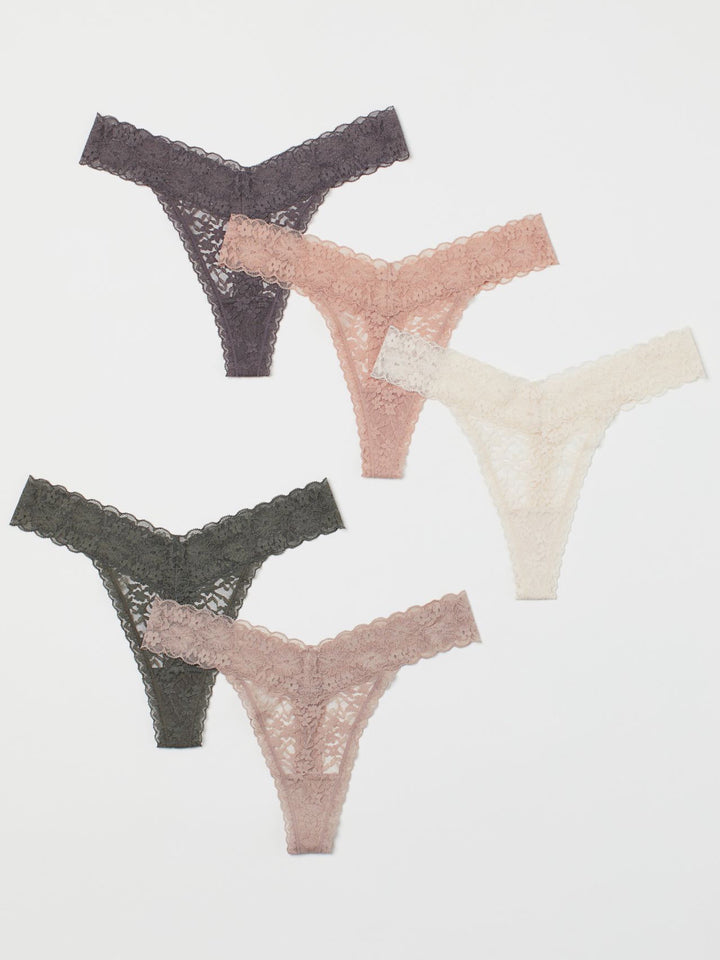 5 pack Lace Thong Briefs