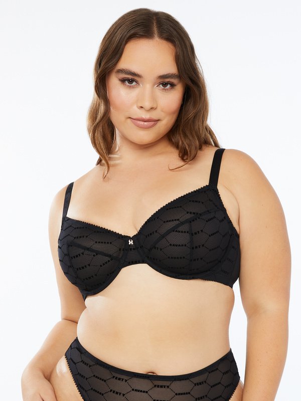 Flocked Logo Unlined Bra