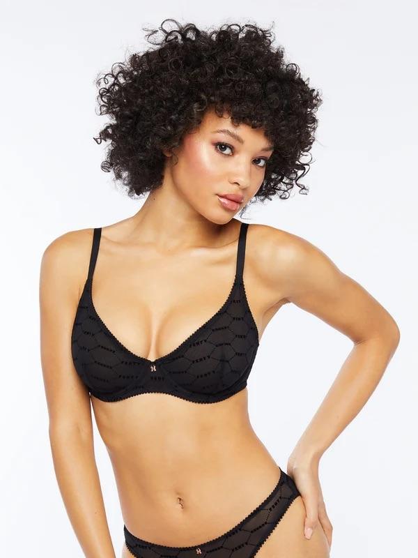 Flocked Logo Unlined Bra