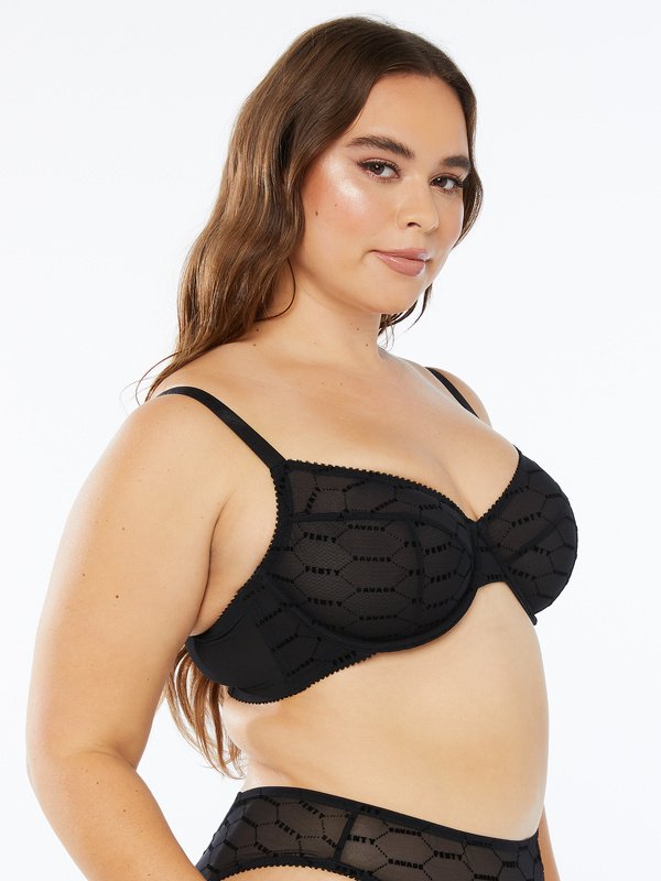 Flocked Logo Unlined Bra