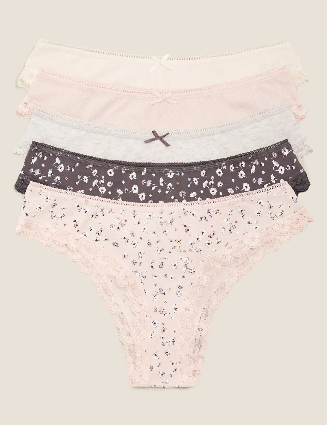 5 pack Cotton Lycra Brazilian Knickers