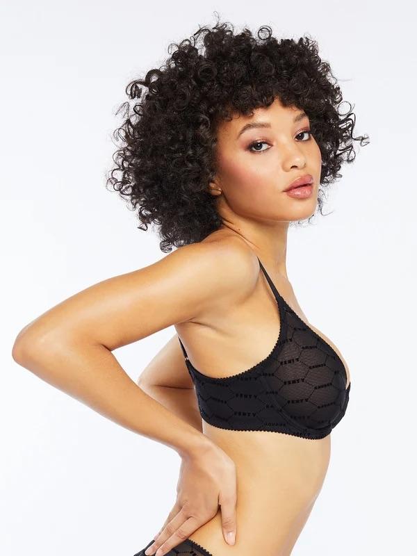 Flocked Logo Unlined Bra