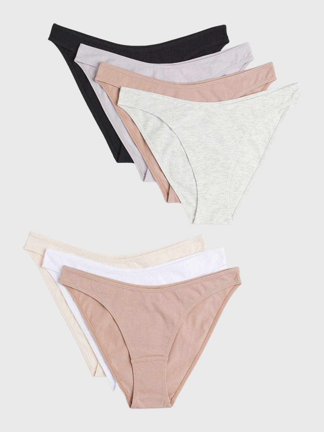 7-pack Cotton Bikini Briefs - Powder pink/gray melange - Ladies
