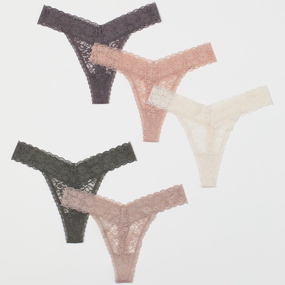 5 pack Lace Thong Briefs