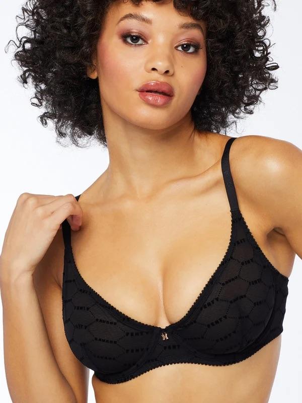 Flocked Logo Unlined Bra